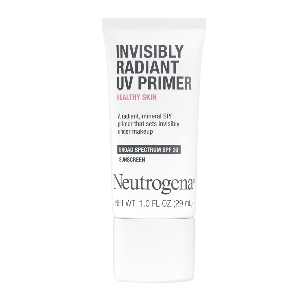 Neutrogena Healthy Skin UV Face Primer dans la bouteille, protection SPF 30 et éclat naturel.