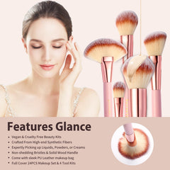 NEVSETPO pinceaux visage rose, douceur des poils pour un teint uniforme.