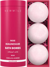 New Miuz bombe-bain magnésium rose vanille : relaxation et bulles généreuses.