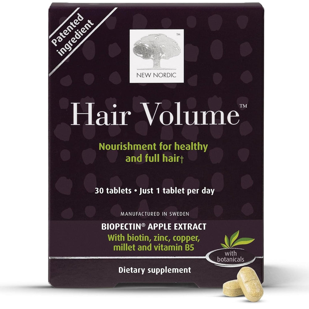 New Nordic Hair Volume: bouteille avec gélules faciles pour soutenir le volume capillaire.