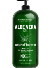 Gel NEW YORK BIOLOGY Aloe Vera en bouteille, texture lisse pour visage et cheveux.