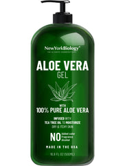 Gel NEW YORK BIOLOGY Aloe Vera en bouteille, texture lisse pour visage et cheveux.