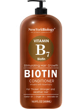 New York Biology Biotin Conditioner bottle on display for hair growth.