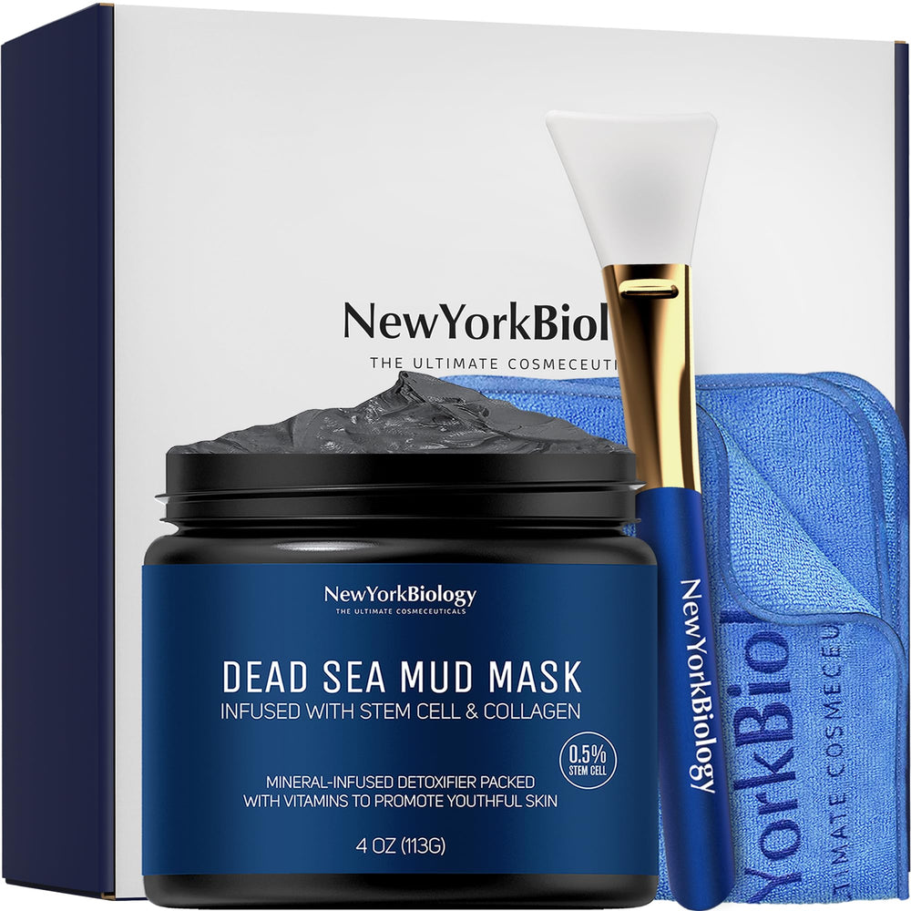 New York Biology Masque Argile Mer Morte pour visage et corps, pores affinés et peau lumineuse.