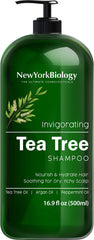 Shampoing NEW YORK BIOLOGY arbre à thé, bouteille clarifiante pour cheveux propres et sains