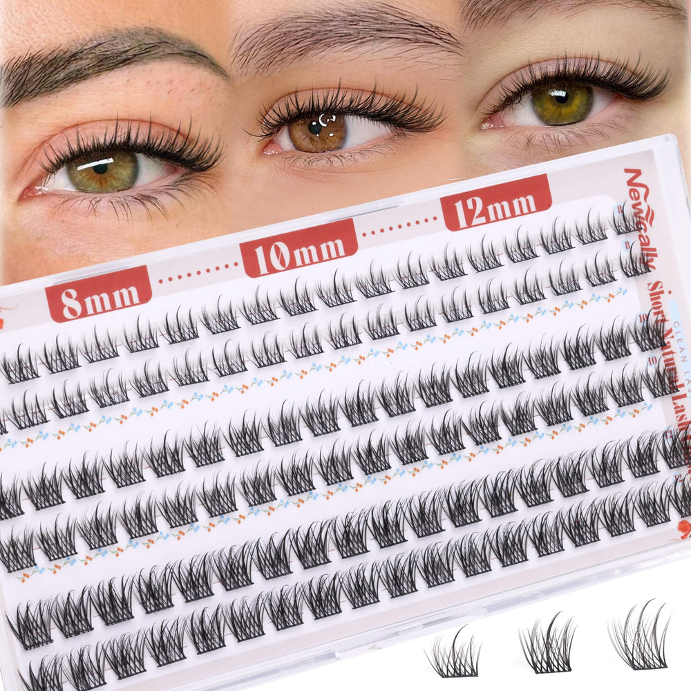 Newcally extension cils courtes 8-12 mm pour un regard naturel et éveillé