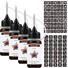 NewCraft tatouage brun temporaire 4 pack, pratique pour débutants et séances à domicile.