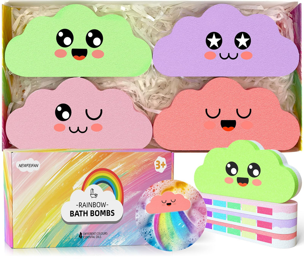 NEWFEIFAN bombes-bain rainbow pour enfants, expérience colorée et sûre pendant le bain.
