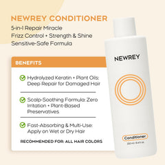 NEWREY Kératine Hydrolysée – texture onctueuse favorisant la réparation en profondeur.