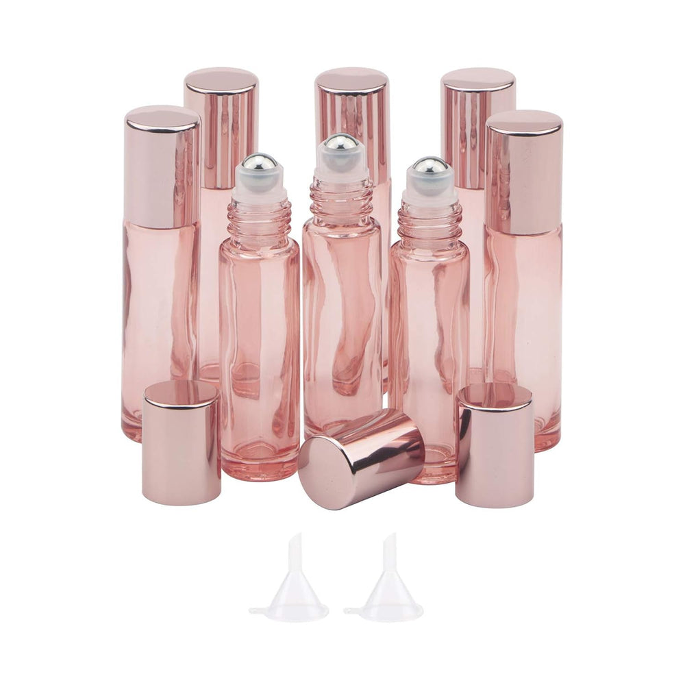 Bouteilles Newzoll roller en verre 10 ml avec capuchon rose dore pour voyage