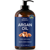 Nexon Botanics Argan Oil bottle closeup for natural nourishment.
