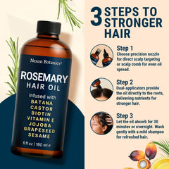 Nexon Botanics Rosemary Oil applied to hair for nourishment and shine