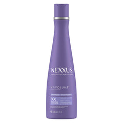 Nexxus Hy-Volume Shampoo, bouteille lumineuse, volume durable dès la première utilisation.