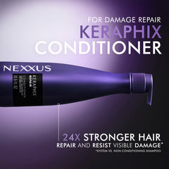 Nexxus Keraphix: cheveux démêlés, élasticité renforcée et résistance accrue.