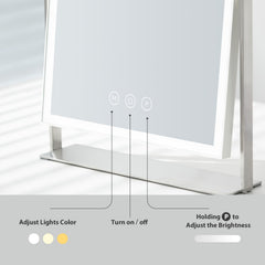 NEZZOE miroir sur socle métallique argenté et verre HD robuste, idéal sur table.