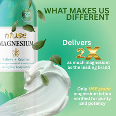 nfuse Lotion magnésium eucalyptus — parfum frais et effet rafraîchissant.