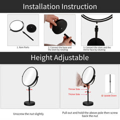 Miroir noir sans éclairage, style élégant sur votre coiffeuse.