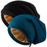 NICPOO bonnet satin noir et vert, ensemble de deux pour nuits confortables.