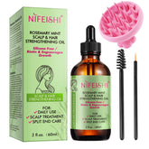 Huile de romarin NIFEISHI en bouteille sombre de 60 ml pour cheveux forts et sains.