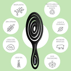 Ninabella brosse usage cheveux droits et bouclés noir, adaptée à tous types.