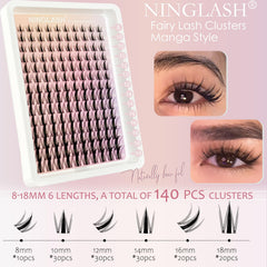 Ninglash Manga Lash Clusters Look: regard rond inspiré manga.
