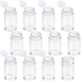 Nirvany pots-poudre mini 10ml avec passoires, parfaits pour poudre libre en déplacement.