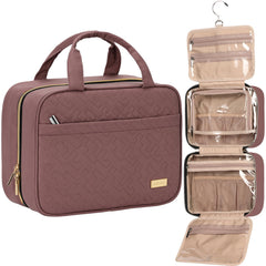 NISHEL sac toilette voyage Rosewood Pink avec ouverture transparente pour faciliter le contrôle