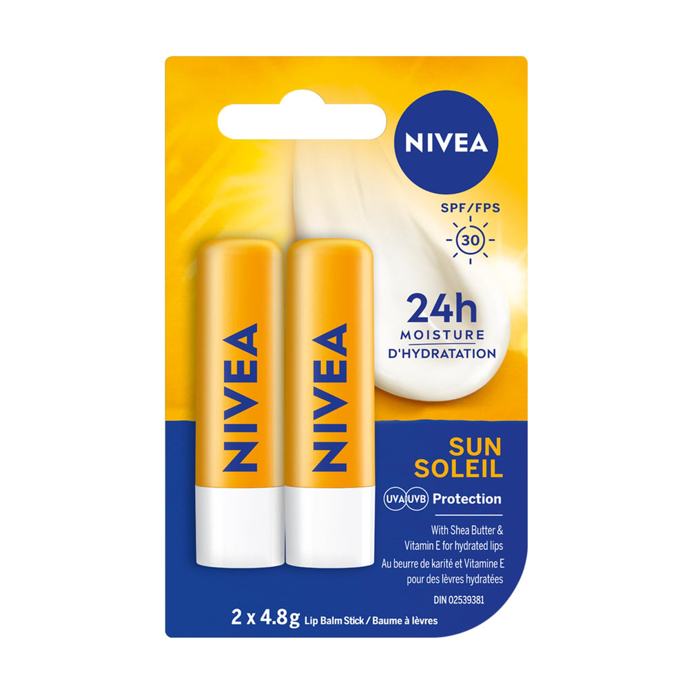 NIVEA Baume lèvres SPF30 duo, protection hydratante pour l'extérieur.