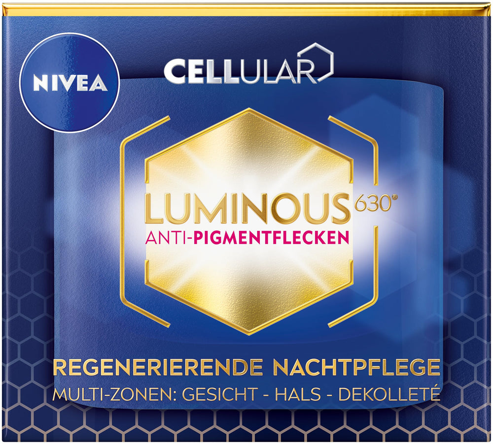 NIVEA Cellular Luminous630 Nuit crème— hydratation profonde et éclat retrouvé sur le visage et le cou.