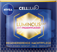 NIVEA Cellular Luminous630 Nuit crème— hydratation profonde et éclat retrouvé sur le visage et le cou.