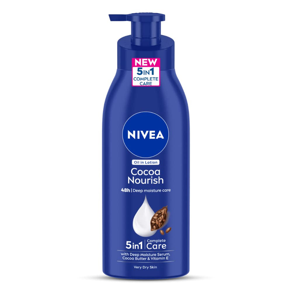 NIVEA Cocoa Nourish – bouteille 400ml pour hydratation durable.