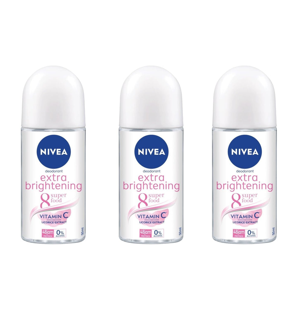 NIVEA Extra Brightening Flavor roll-on deodorant pack on display for daily freshness