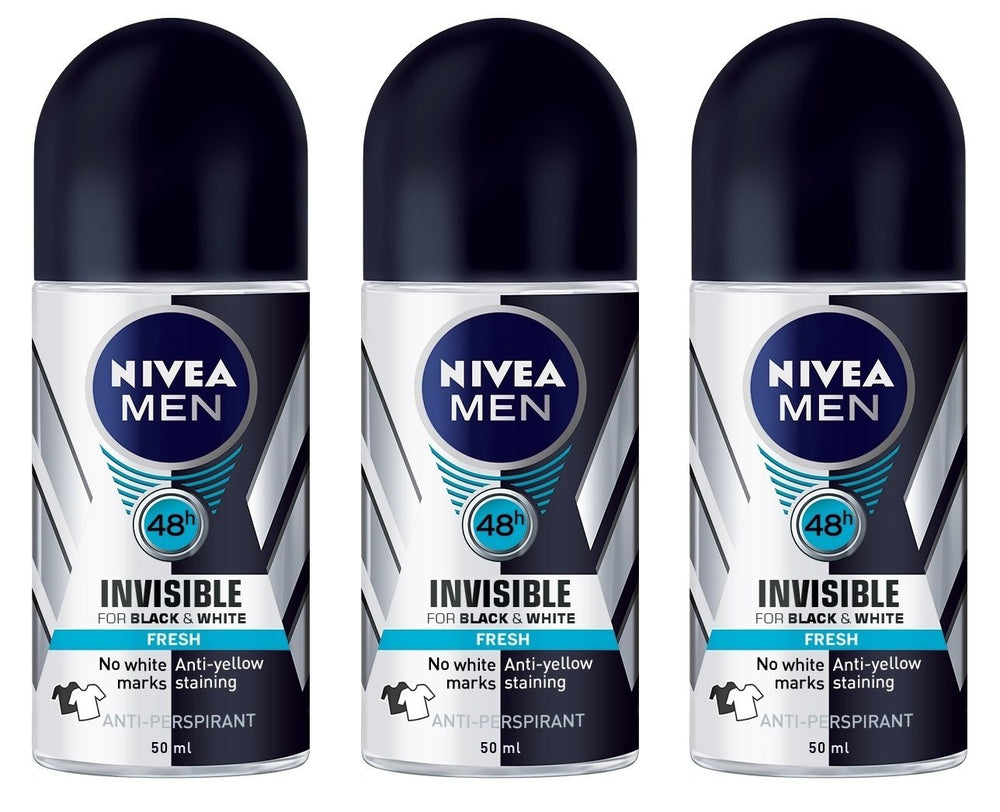 NIVEA Invisible pour Noir et Blanc, pack de 3 bouteilles, protection discrète recommandée.