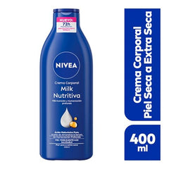 Lait corporel NIVEA nourrissant, application mains facile et agréable.