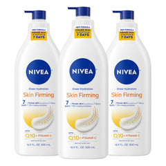 Lotion corporelle NIVEA raffermissante avec Q10 et Vitamine C, flacon pompe 500 ml.