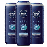 NIVEA MEN Cool Body Wash devant la bouteille, rafraîchissement rapide après la douche.