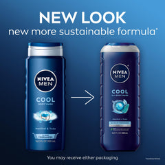 NIVEA MEN Cool Body Wash en mousse onctueuse pour une utilisation quotidienne.