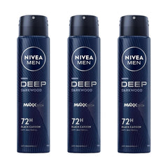 NIVEA Men Deep Black Carbon Darkwood - aérosol 200 ml, protection longue durée.