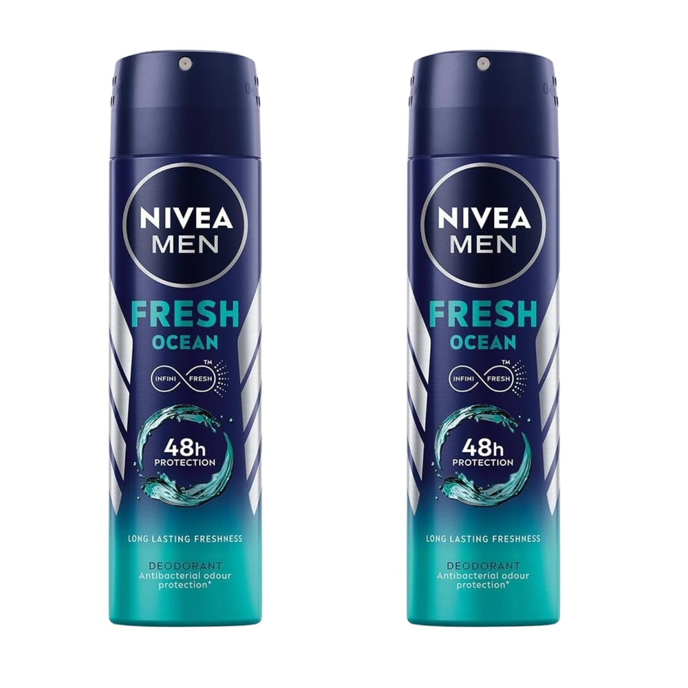 NIVEA MEN Fresh Ocean Déodorant flacon bleu — fraîcheur durable.