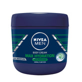 NIVEA Men Max Hydration, bouteille crème corporelle, hydratation longue durée.