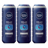NIVEA MEN Relax bottle front view with lavender-sandalwood vibe for nightly wind-down