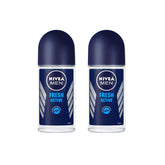 NIVEA Men Roll-On Frais Actif sur la bouteille, protection jusqu’à 48 heures et fraîcheur durable.