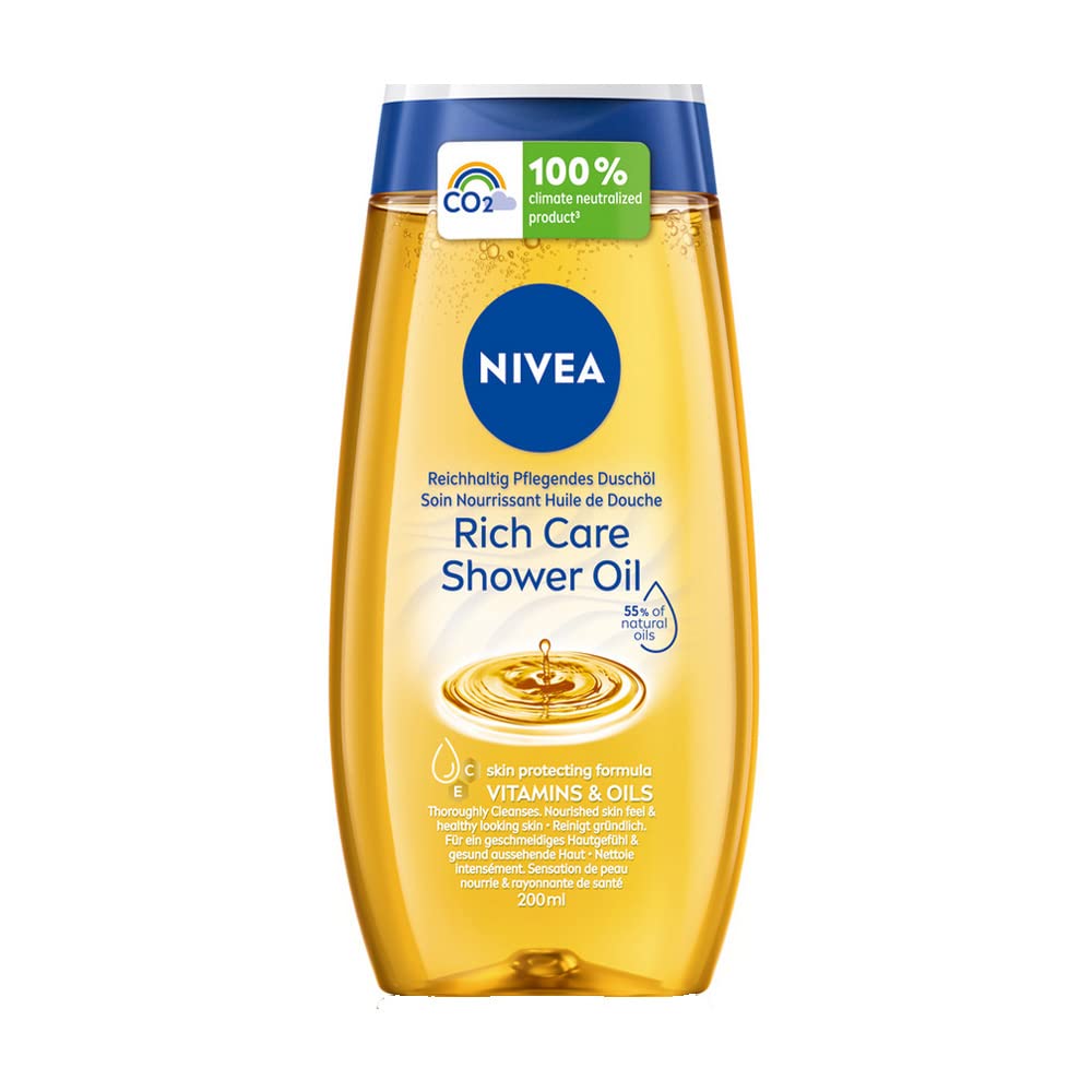 NIVEA Rich Care huile-douche bouteille, nourrissante et hydratante pour la peau.