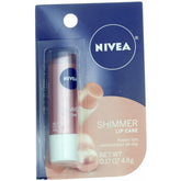 NIVEA Shimmer Radiant Lip Care packaging shown for on-the-go hydration.