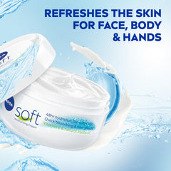 Application corps avec NIVEA Soft hydratant et non gras.