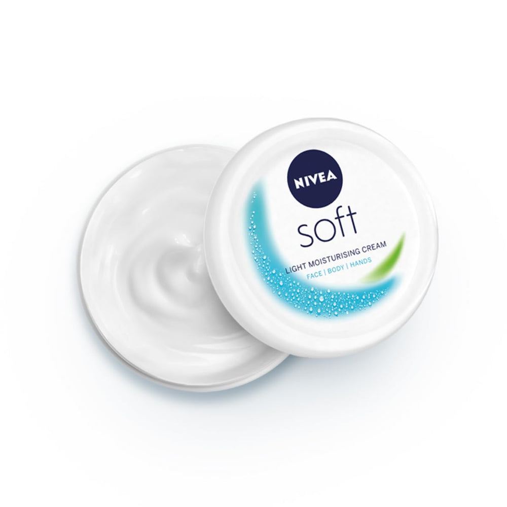 Crème NIVEA Soft dans son bocal de 300 ml, pour une hydratation légère.