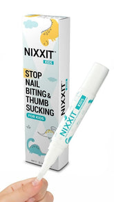 NIXXIT nail biting pen application demonstrates precise targeting on nails to deter biting.
