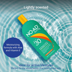 NO-AD SPF30: protection UVA/UVB à large spectre pour journées ensoleillées.