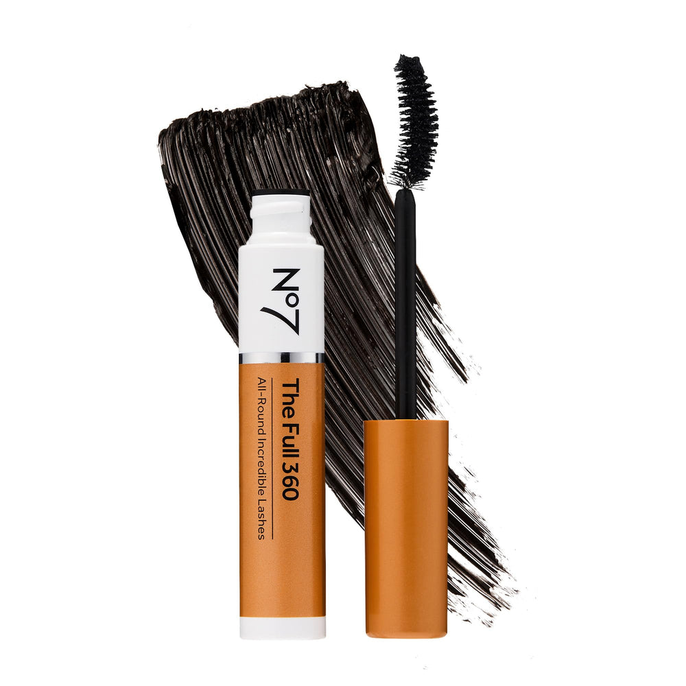 Mascara No7 Full 360 – brosse courbe pour plus de volume et longueur des cils.
