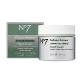 No7 Future Renew creme-nuit anti-age en bouteille, hydratation profonde.
